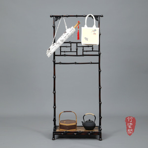 Bamboo <b>Clothes</b> <b>Rack</b> Chinese Style Floor Standing Rectangle Lacquered Bamboo Bedroom Dress Hanger Clothing Organizer - Product Image 3