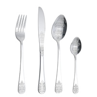Dingyong OEM/ODM Ensemble de couverts 4 pièces en acier inoxydable 1010, design classique, motif double face - Cuillère, couteau, fourchette