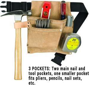 ÉCHANTILLON GRATUIT Maroquinerie <span class=keywords><strong>charpentier</strong></span> Personnalisé d'échafaudage robuste daim occidental ceinture à outils en cuir sac - Product Image 3