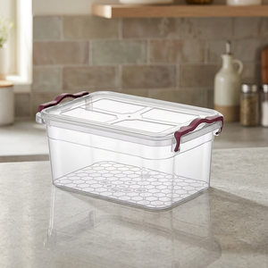 Large 3L Capacity Durable PP Plastic Transparent <b>Lockable</b> Wheeled Multipurpose Storage Rectangle Shape Meat Food Safe Eid - Product Image 3