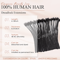 Extensions de dreadlocks Remy Originea de luxe en cheveux vietnamiens, tresses au crochet souples, sans perte de cheveux, pour femmes/hommes/enfants noirs, plusieurs couleurs