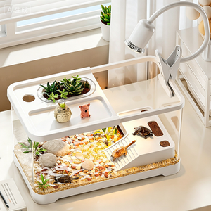 Pecera Transparente de Escritorio con Tapa, Acuario Ecológico con Plataforma para Tomar el Sol y Escalar, para Sala de Estar - Product Image 2