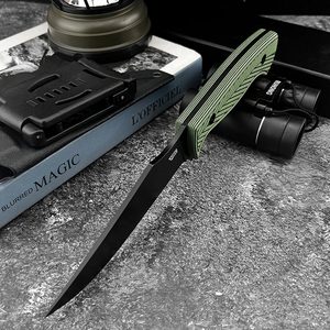 Couteau de survie et de sauvetage pour la chasse et le camping, lame en acier 8Cr13MoV haute dureté, manche en fibre G10, avec étui de ceinture, OEM - Product Image 2