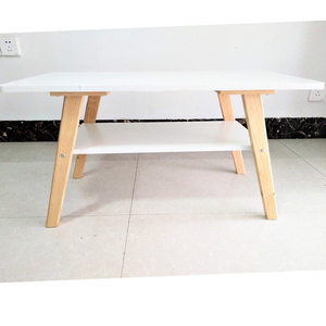 Bàn Cà Phê Gỗ Nhỏ Trung Quốc Học Tập Hai Tầng Màu Trắng Bàn Cà Phê Nhỏ Bàn Cà Phê Tròn Có Chân Gỗ - Product Image 5