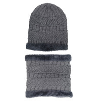 Personnalisé Hommes Femmes Double Couche Chaude Tricot Épais Velours Doublé Polaire Étiré Hiver Cap Boucle Anneau Cache-Cou Bonnet Écharpe Se