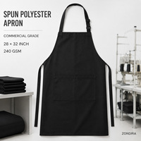 Tablier de travail noir en polyester filé 240 GSM avec 2 poches, tour de cou réglable, pour usage industriel, lavable, pour restaurant, hôtel, usine, OEM, réutilisable, vente en gros
