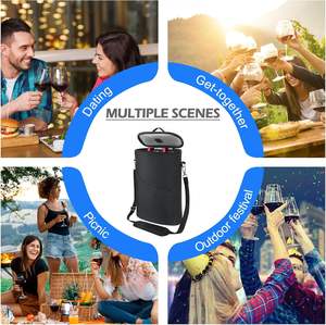 <span class=keywords><strong>Sac</strong></span> <span class=keywords><strong>isotherme</strong></span> portable anti-fuite pour 2 bouteilles de vin, idéal pour la dégustation, les fêtes et comme cadeau de Noël, avec bandoulière réglable - Product Image 6