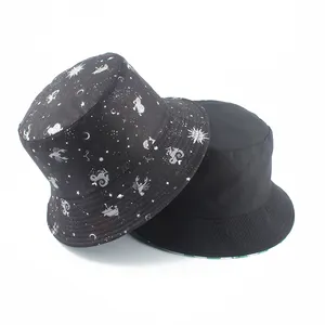 Constellation Galaxy Stars Print Panama hats Reversible Bucket Hat Summer Sun Hats For Women Men Gorro