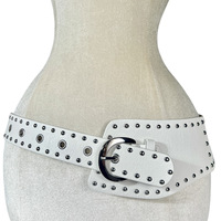 Ceinture Y2K à clous, ceinture vintage pour femme, motif léopard marron noir, clous métalliques, accessoire de mode pour tenues rétro