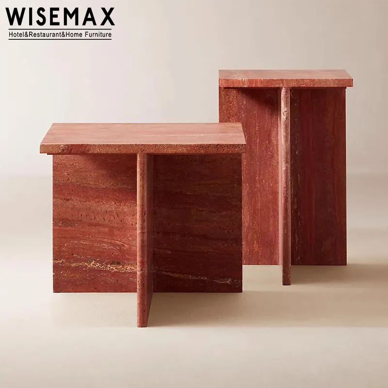 WISEMAX MEUBLES Table à thé nordique légère de luxe Mobilier de maison moderne et simple Table basse créative en travertin pour le salon