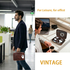 Sac de Voyage Vintage de Luxe Grande Capacité en Cuir Pleine Fleur Durable et Écologique pour Organiser les Câbles et Appareils Électroniques Portables - Product Image 5