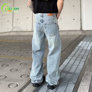 Fabrikant Custom Strass Oversized Wide Poot Zuur Wassen Distressed Baggy Flare Jean Broek Denim Jean Voor Mannen - Product Image 4