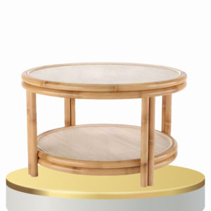 โต๊ะหวายพร้อมฐานงานฝีมือที่แข็งแรงและพื้นผิวธรรมชาติเหมาะสำหรับการตกแต่งภายในที่อบอุ่นหรือผ่อนคลายพื้นที่ทางสังคม - Product Image 1