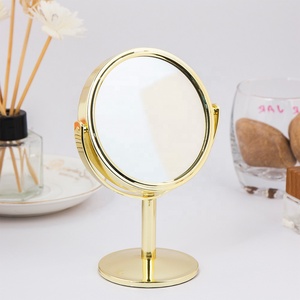 <strong>Mirror</strong> Factory Directly Light Golden Metal Desktop Double Sided <strong>360</strong> <strong>Mirror</strong> for Beauty Care - Product Image 2