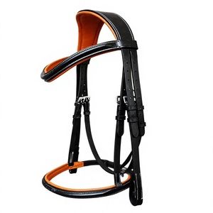 SUFI INTERNATIONAL Brida Inglesa para Caballo de Cuero Genuino Negro y Acero Inoxidable |   Cabezada de equitación para entrenamiento - Product Image 1