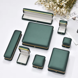 Boîte à bijoux de luxe en cuir PU noir avec garniture dorée, fermoir métallique, pour collier, bracelet, coffret cadeau, emballage personnalisé pour bijoux avec logo - Product Image 4