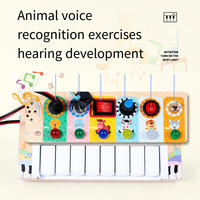 Teclado Electrónico de Madera para Niños Pequeños, Juguete Educativo Sensorial Recargable con Efectos de Luz y Sonido, Directo de Fábrica