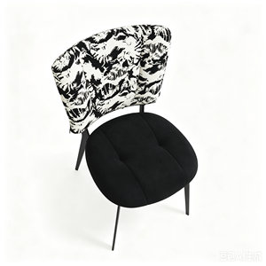 Chaise de salle à manger artistique, chaise de salon, siège en tissu à motifs, pieds en métal, chaise pour la maison, le bureau, la restauration - Product Image 4