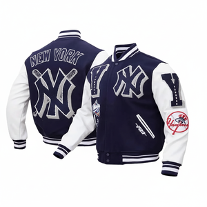 Veste universitaire OEM de haute qualité pour hommes avec broderie en chenille et manches en cuir Letterman de baseball personnalisé pour les grandes tailles d'hommes - Product Image 1