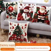 Nouvelle Housse de Coussin Carrée en Lin Doux avec Imprimé Bonhomme de Neige de Dessin Animé, Housse de Canapé et Oreiller de Noël