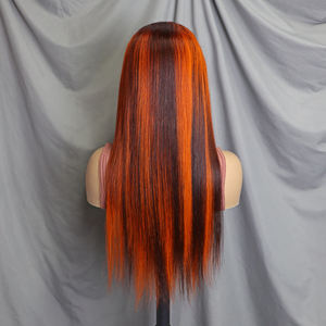 Pelucas de Cabello Humano 200% Natural de 14-30 Pulgadas # Pelucas de Cabello Liso con Frente de Encaje Transparente 13x4, Modelo P4/350 Ginger Bone Straight - Product Image 5