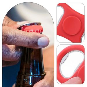 Ouvre-bouteille multifonction personnalisé en acier inoxydable à double tête, avec gyroscope anti-stress pour les doigts, idéal pour les fêtes et comme cadeau promotionnel - Product Image 3