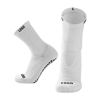 Chaussettes de sport pour hommes avec logo personnalisé, blanches, élégantes, pour athlètes, antidérapantes, respirantes, pour jeunes, chaussettes de football antidérapantes