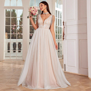Nouvelle robe de bal longue en mousseline de soie à double épaule et col en V profond, ornée de paillettes et de dentelle fantôme, pour femme, idéale pour les anniversaires et les cérémonies de majoration. - Product Image 2