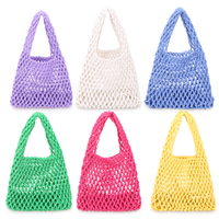 Sac fourre-tout creux personnalisé de créateur Sac à main de plage coloré en coton tissé à la main Mini sac à bandoulière pour femmes à fermeture ouverte