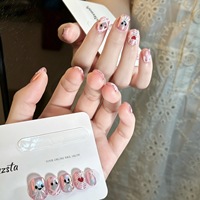 Faux ongles Halloween peints à la main, couvrance totale, courts, carrés, motifs fantômes, momies, toiles d'araignées, faits main, à presser, fournisseur