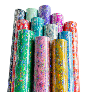 Laser Rose Pattern in PU gương da tổng hợp dệt vải hoa thiết kế giả da chất liệu cho túi/BOW/trang trí - Product Image 6