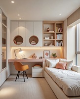Armoire personnalisée pour enfants, armoire de rangement pour chambre d'enfant avec bureau, meubles pour enfants en bois massif moderne