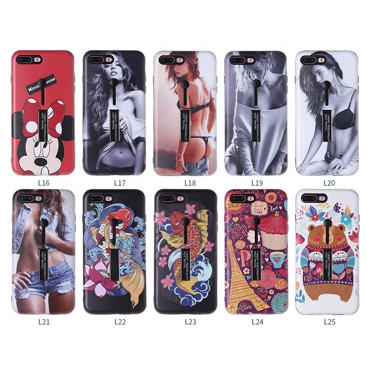 Meilleur Hybride Tpu Pc Couverture Mobile Personnalisé Support de Bague Pour Iphone X Faux Lea