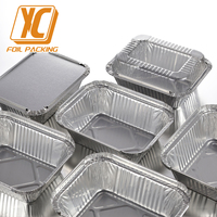 Contenants de traiteur jetables en aluminium de 8 oz et 5 pouces, avec couvercles transparents en PP à joint hermétique, compatibles congélateur, pour les repas de barbecue et les fêtes.