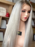 Perruque en cheveux humains SHY HD Lace Front sans colle, lisse et soyeuse, couleur blond clair, avec ligne de cheveux naturelle pour femmes