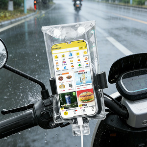 Funda transparente impermeable para teléfono con carga para motociclistas, soporte para manillar de motocicleta, protección de pantalla táctil - Product Image 3