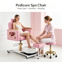 Fauteuil de pédicure hydraulique inclinable de luxe pour salon de beauté, avec massage des pieds, pour nail art et pédicure, et bassin de trempage des pieds mobile