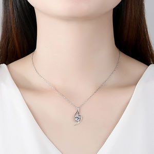 CZCITY 925 joyería de plata esterlina claro CZ piedra grande lujo personalizado colgante collar para mujer <span class=keywords><strong>2026</strong></span> - Product Image 3