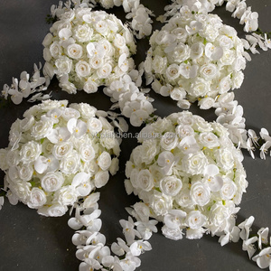 Centrotavola X921 per Matrimoni, Composizioni Floreali Artificiali, Supporti per Fiori, Sfere Floreali Rosa e Bianche per Decorazioni Nuziali - Product Image 2