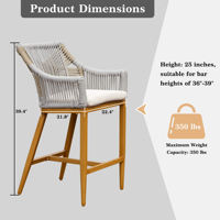 KSL Chaise d'extérieur en aluminium revêtue de corde Twining à vendre Chaise de bar de cuisine Tabouret haut cadre en métal