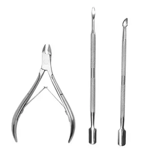 高品质银美甲工具不锈钢双头去除剂指甲角质层推动器工具