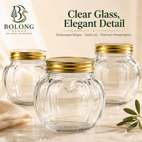 Lot de 3 bocaux en verre en forme de tomate avec couvercle doré, hermétiques, écologiques, non toxiques, pour cuisine et garde-manger, personnalisables avec logo, vente en gros