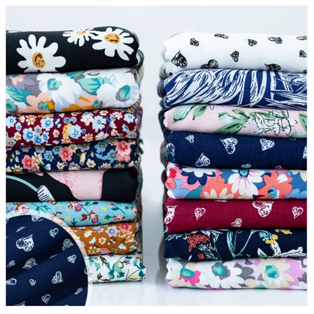 Tissu imprimé numérique à motif floral tricoté en coton viscose rayonne personnalisé vente en gros pour robes vêtements baati somali