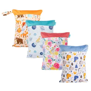 Happyflute Baby Diaper Bag Waterproof Double Pocket PUL Custom Print Nappy Bag Wet Bag