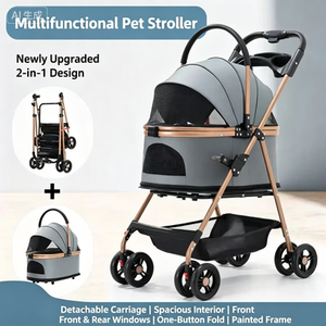 Poussette pliable détachable pour chiens, légère, avec absorption des chocs, 4 roues - Product Image 4