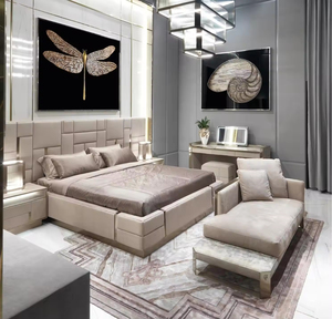 <span class=keywords><strong>Letto</strong></span> <span class=keywords><strong>Matrimoniale</strong></span> di Lusso Italiano in Pelle con Testiera Alta, Moderno e di Alta Gamma - Product Image 1