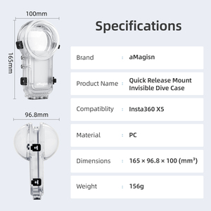 Vỏ lặn vô hình AMagisn dành cho giá đỡ tháo lắp nhanh Insta360 X5, vỏ chống nước vô hình cho phụ kiện máy ảnh Insta360 X5 - Product Image 6