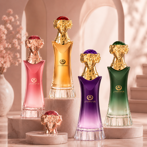 Flacon pulvérisateur de parfum vide 100 ml en verre épais de marque Prestige, avec couvercle doré sculpté <span class=keywords><strong>Queen</strong></span>, pour emballage de parfum - Product Image 4