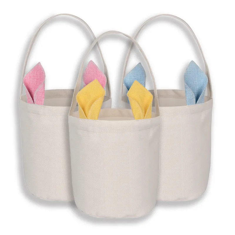 High King Factory Wholesale Sublimation Blank Plain Bunny Gift Bag Easter Bucket Basket