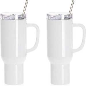 Gobelet à sublimation de 40 OZ avec poignée amovible et couvercle pour paille, capacité de 350 ml pour la sublimation et le four à pression à froid - Product Image 1